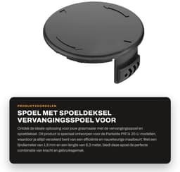 Dailygoods- Spoel met Deksel - Geschikt voor Parkside PRTA 20-Li A1/B1/B2/C3 - Lijndiameter 1,6 mm - Lijnlengte 8,3 m - Spoelmaat 65 x 24 mm - Cover Grootte 80 x 35 mm - Grasmaaier Spoel — thumbnail 1