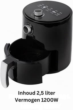 SNJY® Mini Airfryer - Airfryer Klein - Camping Airfryer - 2,5 Liter - 1200W - Zwart — thumbnail 5