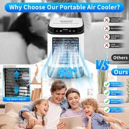 KZQ Draagbare Airco - 4 Snelheden - Verdampingskoeler Met Spray En Ijsblokjesvorm - 900ml Watertank - 7 Led Verlichting - Stille Ventilator Zonder Raam - Voor Thuis Kantoor En Reizen - 1 Stuk — thumbnail 2