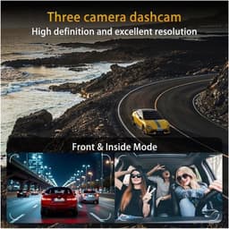 Dubbele dashcam voor in de auto, voor- en binnenkant, autobeveiligingsvideorecorder met audio, 1080P, voertuigcamera, plug-and-play, WDR, nachtzicht, automatische vergrendeling met G-sensor, 2 inch scherm（Met 16G geheugenkaart） — thumbnail 4