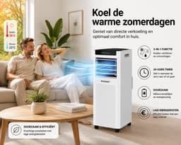 Krachtige Mobiele Airco - 3 in 1 Airco - 7000BTU - Airconditioning - Ventilatoren - Wit — thumbnail 3