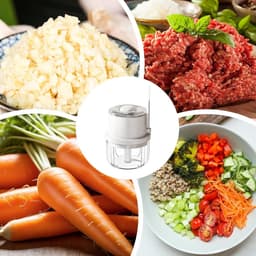 Elektrische Mini Chopper - Keukenhakker Knoflookmolen - Maaltijdvoorbereiding - Zes Precisie Messen - 13.5 cm - Wit — thumbnail 4