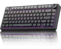 AULA F75 Pro - Draadloze Gaming Toetsenbord - Mechanisch Toetsenbord - 75% Hot-Swappable Custom Toetsenbord Met Draaiknop - 2,4 GHz/USB-C/BT5.0 Mechanisch Gamingtoetsenbord - Zeerif Zwart