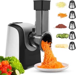 Elektrische Groentesnijder - Keukenmachine Rasp - Snel Groenten Snijden - 5-in-1 Multifunctioneel - 150 W - Zwart — thumbnail 1