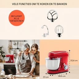 LNMsolutions® Keukenrobot - Keukenmachine - Keukenmixer - Rood - 33cm x 23cm x 38cm — thumbnail 2