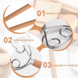 SnelShoppen - Danish Pasta Mixer, RVS Spiral Mixer met Houten Handvat, Duurzame Egg Broom, Keuken Gereedschap voor Perfecte Pasta, 1 Stuk — thumbnail 2