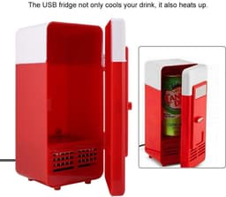 SnelShoppen - Mini Koelkast USB 5V 10W - Draagbare Fridge voor Dranken, Koelen en Verwarmen - Compacte Frigo voor Kantoor, Garage, Kampeer, Rood/Zwart — thumbnail 4