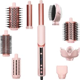 9 in 1 Föhnborstel Airstyler met LCD-display, Heteluchtborstel met afneembare Auto-Wrap krullers, volumeborstel & stijlborstel, 1400W ionen haarstyler, 3 temperatuurstanden voor alle haartypes — thumbnail 1
