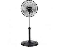 Wentinkmo Zwarte staande ventilator - 34,5 verstelbare hoogte 90-125cm,3 - ventilator voor kantoor en woonkamer