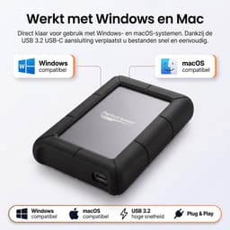 Perfect Speed Externe HDD 2TB - USB 3.2 - 1600 Mbps (200 MBps) - Schokbestendig - USB C — thumbnail 4