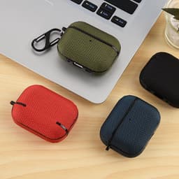 Geschikt voor AirPods Pro 3 Hoesje Nylon Waterproef met Aanhanggesp Blauw — thumbnail 4