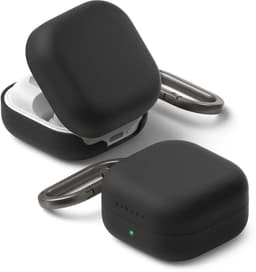 Ringke Silicone Hoesje Geschikt voor Samsung Galaxy Buds 4 / 4 Pro - Siliconen Cover - Karabijnhaak - Case Zwart — thumbnail 1