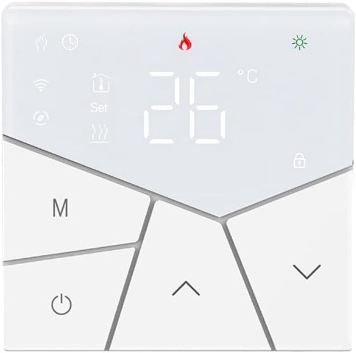Slimme thermostaat - Vloerverwarming bediening - Energie besparen - App bediening - 86 x 86 mm - Wit — afbeelding 1