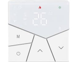 Slimme thermostaat - Vloerverwarming bediening - Energie besparen - App bediening - 86 x 86 mm - Wit