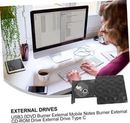 Externe DVD Brander - CD/DVD Speler - Bestanden Branden - USB 3.0 en Type-C - 15cm - Zwart — thumbnail 5
