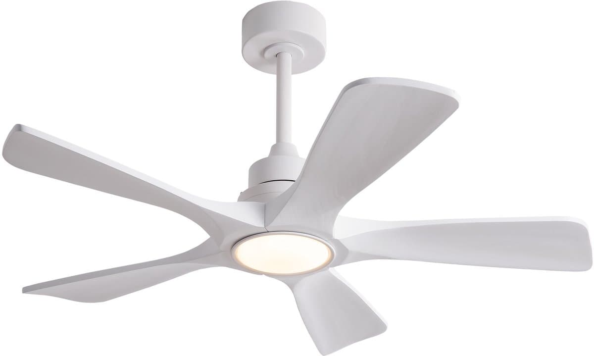 COVREO Plafondventilator met verlichting 42 inch wit, 5 houten bladen, 6 snelheden, afstandsbediening — afbeelding 1