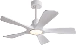 COVREO Plafondventilator met verlichting 42 inch wit, 5 houten bladen, 6 snelheden, afstandsbediening — thumbnail 1