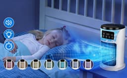 Torenventilator - Watergekoeld Ventilator - Mobiele Aircooler - Persoonlijke Koeler - Luchtbevochtiger - Waternevel - 300ml - 6 Standen & 6 Kleuren & Timer - Tower Fan - Voor Thuis Kantoor en Reizen — thumbnail 4