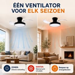 Evolar Smart Plafondventilator met Verlichting en WiFi - 71 cm -Stille Plafondlamp met Ventilator - Dimbaar Warm Wit Licht (LED) - EVO-CF3050BWW — thumbnail 5