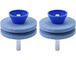 SnelShoppen - 2 Stuks Grasmaaier Mes Slijper, Blauwe Korund Dubbel Laag, Geschikt voor Elektrische Handboormachines, Tuinaccessoires