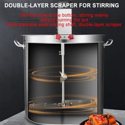 Keukenmixer Met Verwarming - Automatische Mixer Stoofpot - Sausen en Stoofpotten Maken - Roestvrij Staal Dubbellaagse Schraper - 25L - Zilver — thumbnail 2