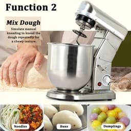 Keukenmixer met Kom - Standmixer Bakken - Thuis Bakken - Krachtige Planetaire Beweging - 7L - Zilver — thumbnail 3