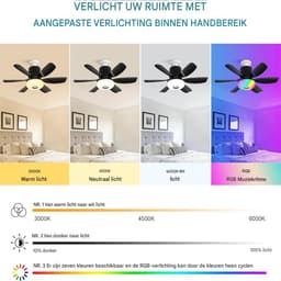 QTTVBTNA -Socket Ventilator Lamp - Plafondventilator Met Licht - E27 Socket Fan - Onafhankelijke Bediening - Bluetooth Muziekstreaming - Duurzaam ABS Kunststof - RGB Sfeerverlichting - Energiezuinige Koeling - 1 Stuk — thumbnail 3