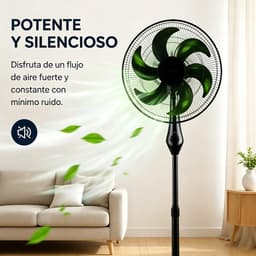 Wentinkmo zwarte staande ventilator - Krachtig 55W motor - verstelbare hoogte totaal 130 cm - 3 snelheden — thumbnail 1