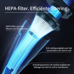 2-in-1 hand-/steelstofzuiger met snoer 0,5 l - lichtgewicht stofzuiger, 500 W hoge zuigkracht, slanke behuizing, zichtbaar stofreservoir, eenvoudig te monteren/demonteren - ideaal voor woningen met huisdieren en kleine ruimtes, huishoudelijk gebruik — thumbnail 4