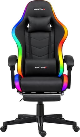 Valconx RGB - Game Stoel - Met RGB Verlichting - Gaming Stoel - Ergonomische Bureaustoel - Gamestoel - Verstelbaar - Gaming Chair - Zwart — thumbnail 2