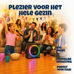 DUTCHPOWER Karaoke Plus Set met 2 Draadloze Microfoons - Premium Bluetooth Karaoke Speaker - USB-C Oplaadbaar - RGB LED-Verlichting — thumbnail 2