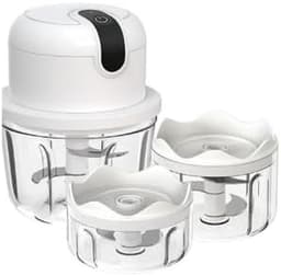 Elektrische Keukenhakselaar - Groentesnijder Mini Keukenmachine - Snel Ingrediënten Snijden - Voedselveilig Materiaal - 100 250 350 ml - Wit — thumbnail 2