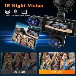 Dashcam 5-kanaals - 64 GB kaart - 3 inch scherm - 360° afdekking voor veiligheid - ShopVlot — thumbnail 2