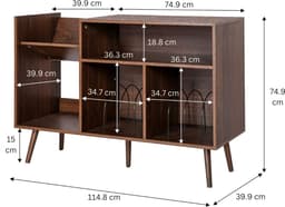 SNJY® Platenspeler Meubel - Platenspeler Kast - LP Houder - Platenhouder - 40D x 115B x 75H cm - Bruin — thumbnail 2