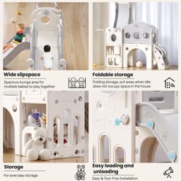 Kinderglijbaan, extra lange glijbaan voor kleine kinderen met box, opbergruimte en antislip treden, indoor en outdoor speelset, vrijstaande glijlengte voor peuters van 1-6 maanden plus - groot — thumbnail 2