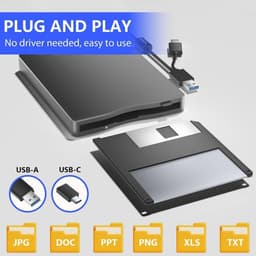 Externe Diskettestation - 35 inch FDD - Oude Bestanden Lezen - Plug and Play - USB Type C - Zwart — thumbnail 2