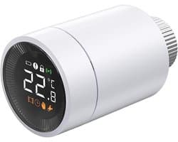 Digitale Thermostaat - Slimme Radiatorregelaar - Energie Besparen - Op Afstand Bedienbaar - 5-30°C Instelbaar - Wit