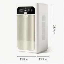 Tafel vernevelende luchtkoeler - Compacte desktop koelventilator - Stille verdampingsventilator voor thuis - Bevochtigende tafelventilator - met 10 uur slimme timer, USB voeding - Kunststof - 13,8×13,3×23,4cm - Geschikt voor slaapkamer - Wit — thumbnail 2