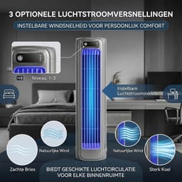 Draagbare airconditioner met stille koelventilator en 3 snelheden Ophangbaar, met haken, luchtcirculatie, lange batterijduur, geschikt voor keukenbladen, enz (zwart) — thumbnail 4