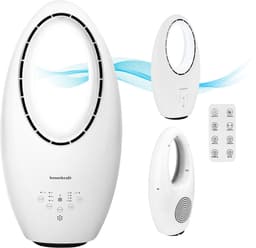 Bauerkraft Bladloze Ventilator met Afstandsbediening – 60W – Fluisterstil – Timer – LED Verlichting – Oscillerend – Witte Ventilator Zonder Bladen — thumbnail 1