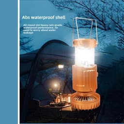 Draagbare USB-ventilator met zonneoplader, multifunctionele campinglamp, uitschuifbare noodlantaarn voor buiten, oplaadbare bureaulamp voor tent, wandelen en thuisgebruik-zilver (1 stuk) — thumbnail 4