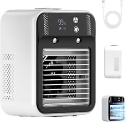 KZQ Draagbare Mini Verdampingsventilator met 2 Snelheden, Koele Nevelstand, Digitaal Display, Geschikt voor Auto, Slaapkamer, Kantoor en Kamperen — thumbnail 1