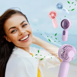 Set van 7 mini draagbare ventilatoren, schattig en lichtgewicht, kleine persoonlijke wimperventilatoren, 3 windsnelheden, USB oplaadbaar, unisex, geschikt voor make-up binnen en buiten en op reis (meerdere kleuren) — thumbnail 2