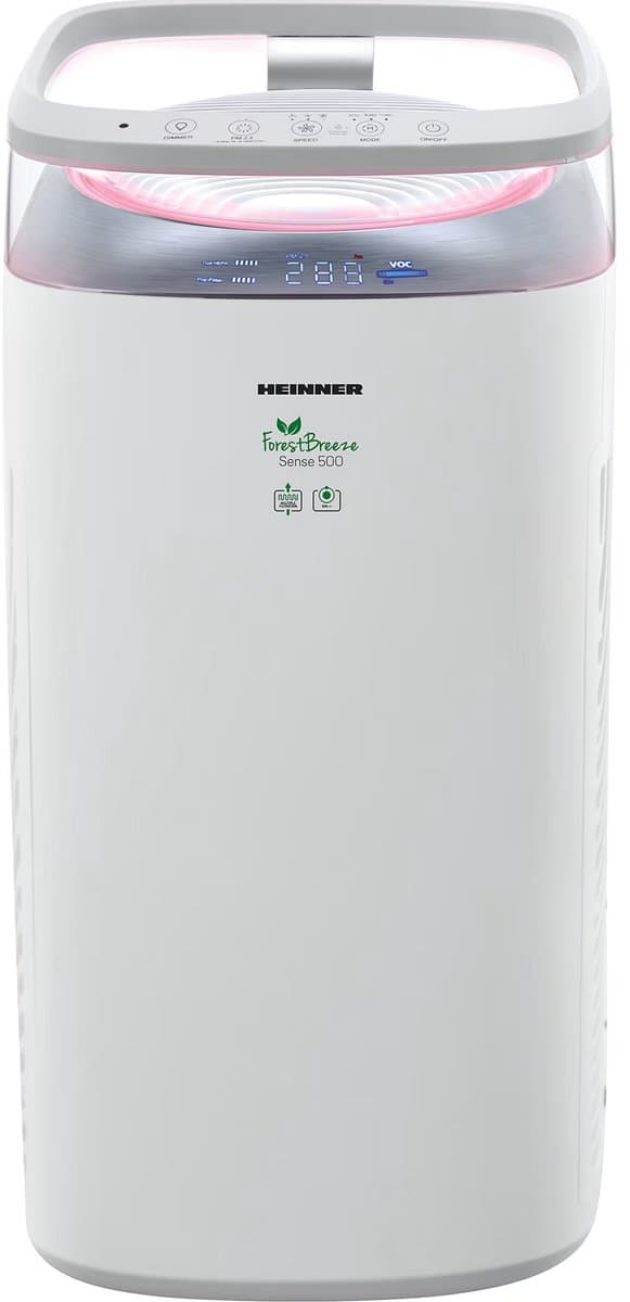 Heinner Luchtreiniger – 35 W – CADR 500 m³/u – Geschikt voor 35–60 m² – HEPA 13-filter – Ionisator – Auto & Silent Mode – 3 Snelheden – Wit/Zilver — afbeelding 1