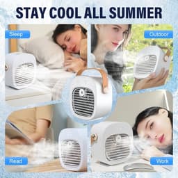 Luchtkoeler - Draagbare airconditioner - Stille mobiele airco met 180mL watertank - Zonder Afvoerslang - Oplaadbare mini airco - Voor kantoor buiten en in de auto - Groente — thumbnail 3