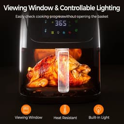 Zerova Airfryers 7L - Heteluchtfriteuse - Heteluchtoven - Digital Touchscreen - 8 Automatische Programma's - Kijkvenster - Zwart — thumbnail 3