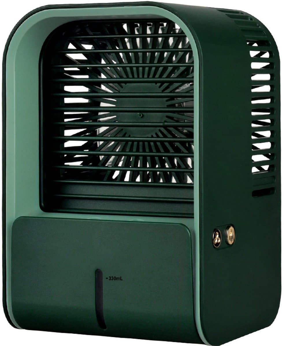 Draagbare airco – Creatieve bureauventilator – Oplaadbare luchtbevochtiger – Mini-koeler (Groen) [Energieklasse A] — afbeelding 1
