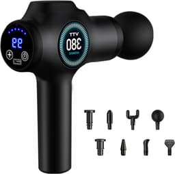 Massagepistool - Spierhersteller Apparaat - Spierpijn Verlichten - 99 Snelheden 9 Koppen - 20.5 cm Lengte - Zwart — thumbnail 1
