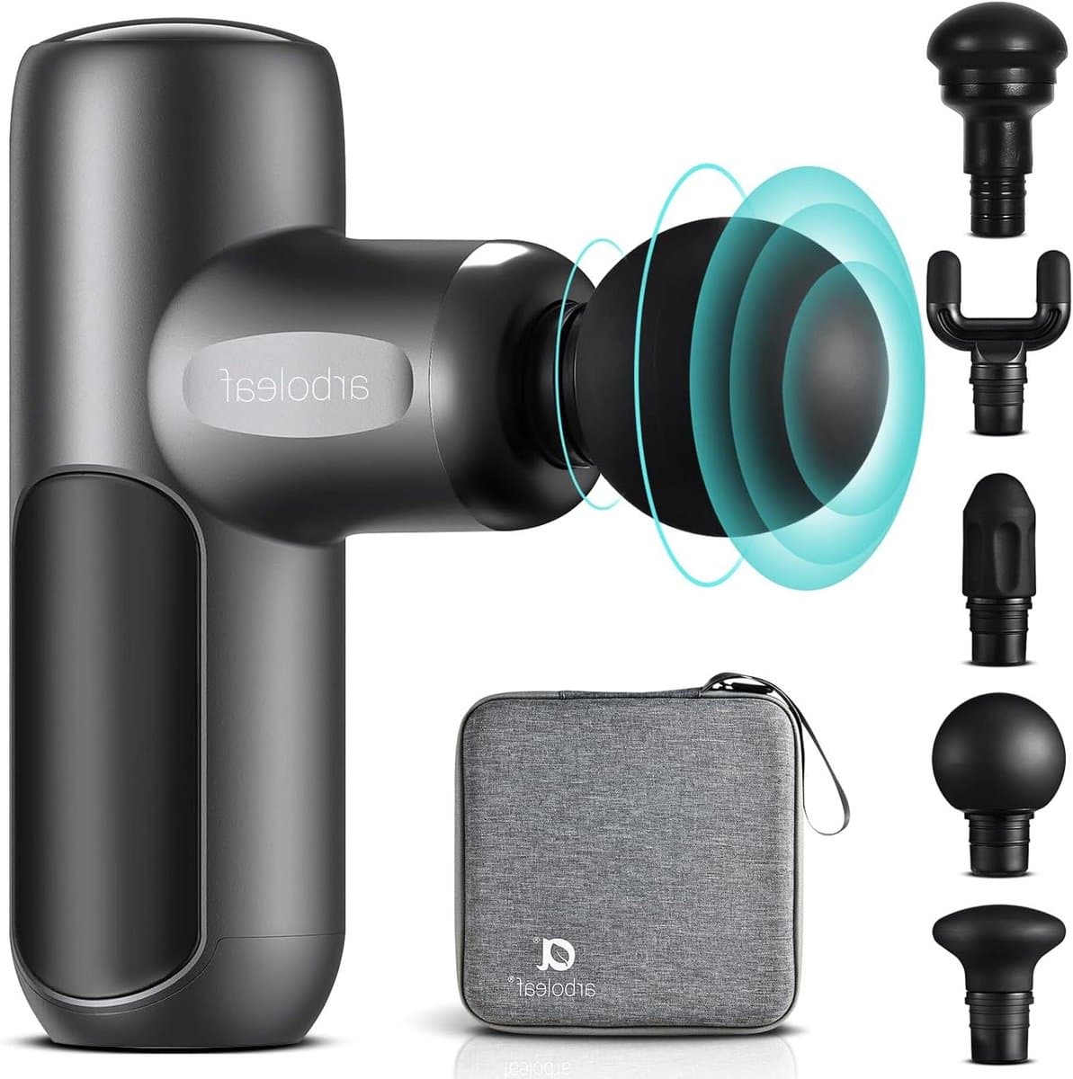 Mini Massage Gun - Draagbare Spier Stimulator - Spierherstel Bevorderen - 5 Intensiteitsniveaus - 0.4 kg - Zwart — afbeelding 1