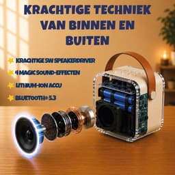 DUTCHPOWER Karaoke Set met 2 Draadloze Microfoons - Beige - Bluetooth 5.3 Speaker - USB-C Oplaadbaar - LED Lichteffecten — thumbnail 4